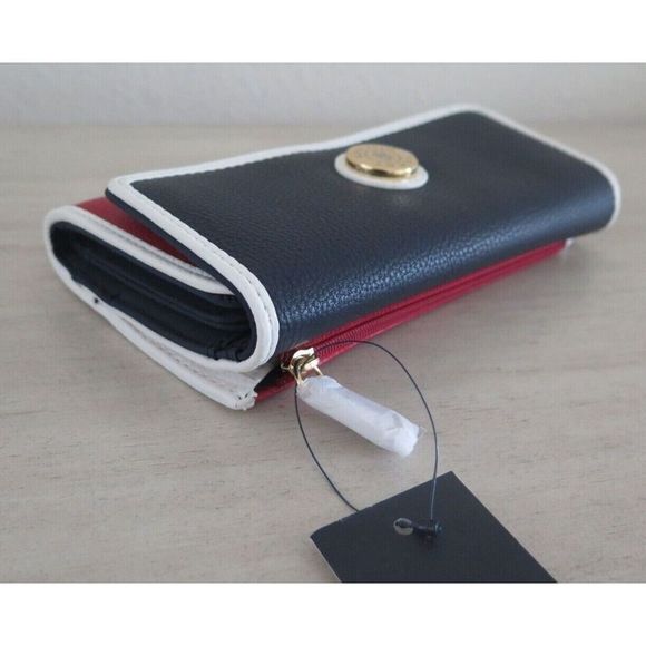 Tommy Hilfiger 69J0716 Red/White/Blue Colorblock Tri-Fold Checkbook Wallet $70 - Picture 3 of 8